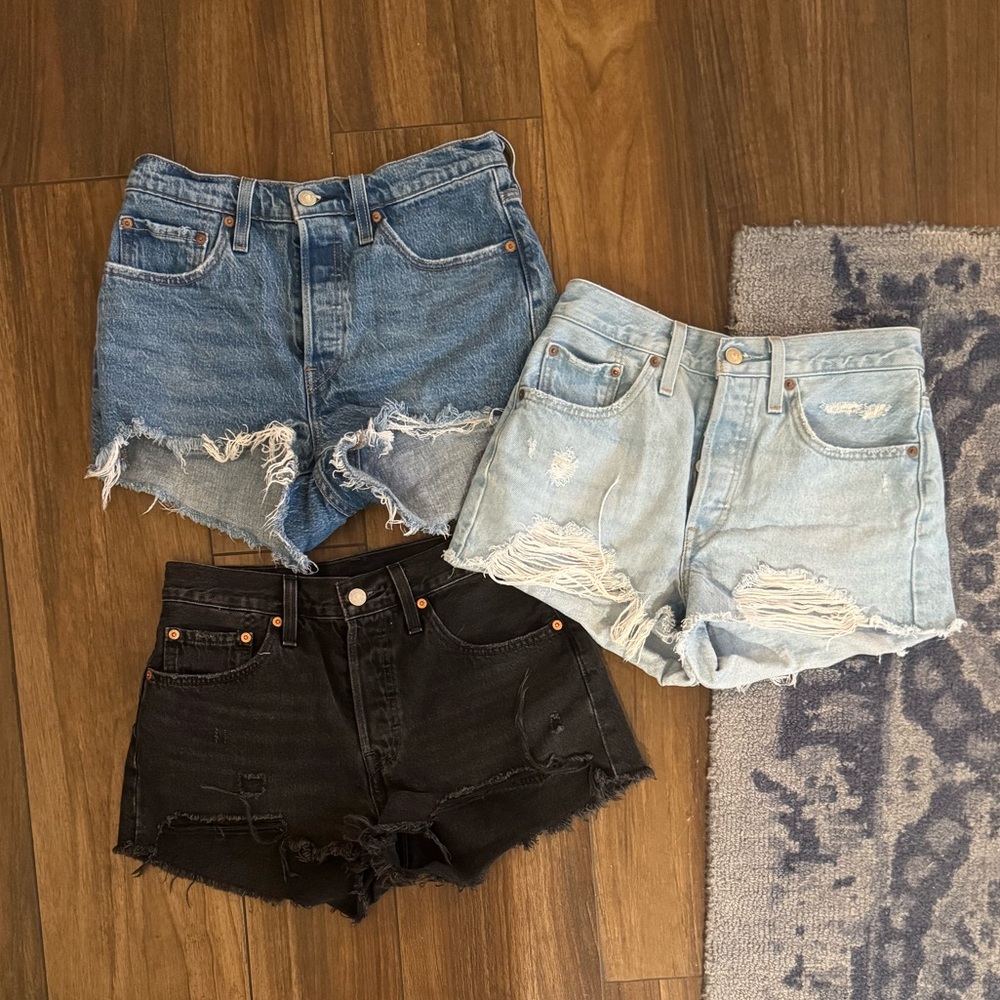 Levi's Blue Jean Shorts Distressed Cut-Off Style *SELLING ALL 3 SHORTS*